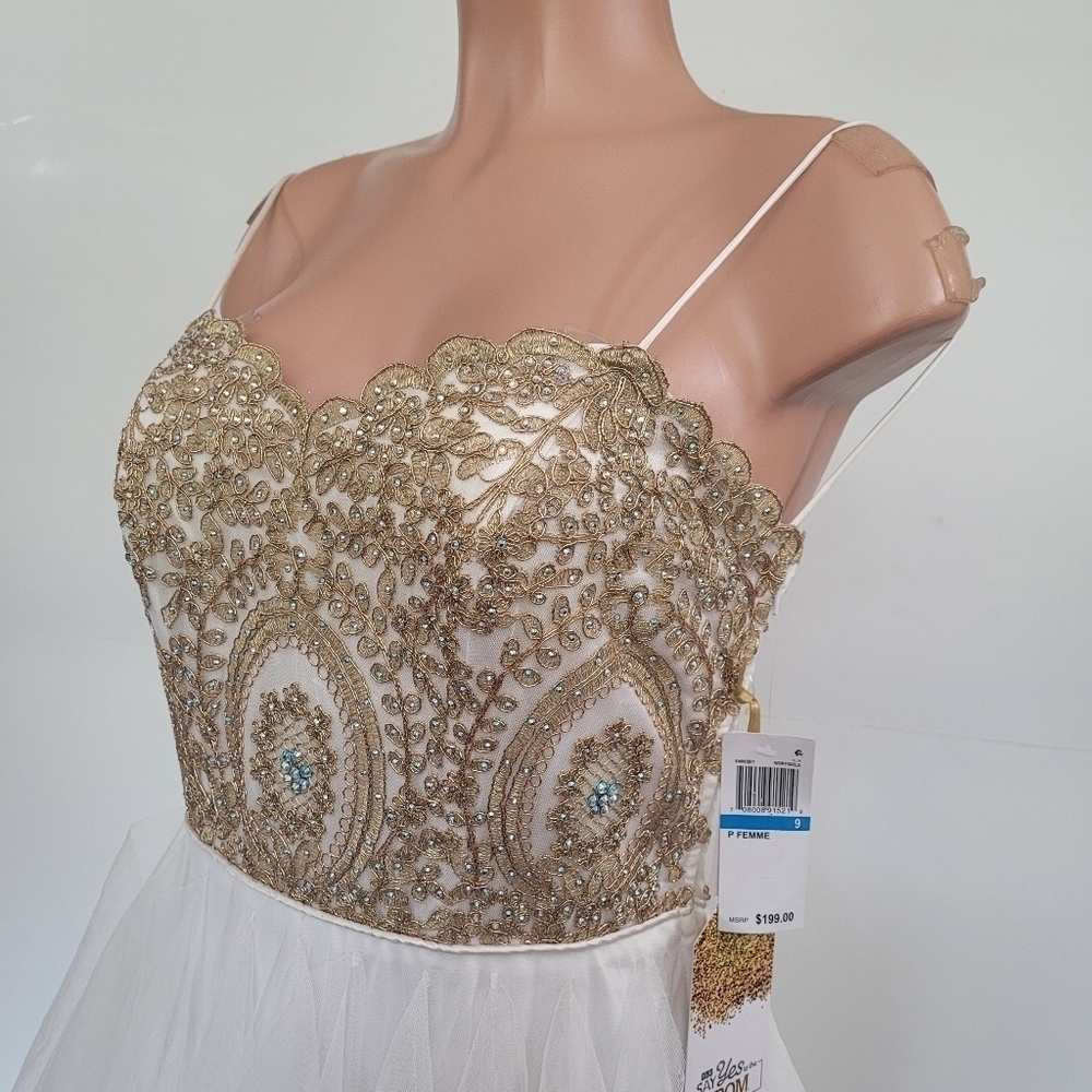 Say Yes To The Prom Juniors Embellished Strapless Gown Size 9 - Picture 5 of 12